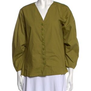 Sea New York Green Boxy 3/4 Sleeve Cotton Blouse